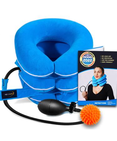 NeckFix Cervical Neck Traction Device for Instant Neck Pain Relief - Pinched Nerve Neck Stretcher for Home Pain Treatment + Bonus (12-17 inch)