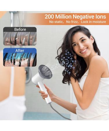 High-Speed Ionic Hair Dryer with Diffuser - 110 000 RPM Professional Blow Dryer for Fast Drying | Portable Salon Hair Dryer with Magnetic Nozzle & LED Display - Pearl White - Buy Online on GoSupps.com
