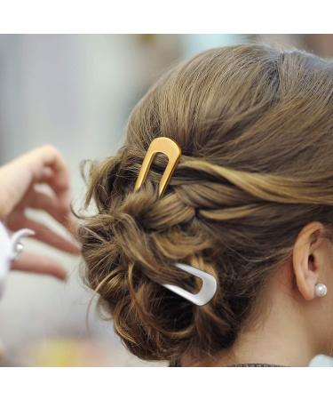 6-Pack Metal U Shaped Hairpins - French Hair Pin Set for Updo Chignon - Hair Accessories for Women and Girls (Gold/Silver) - Buy Online on GoSupps.com