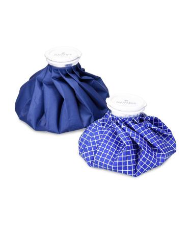 Navaris cooling bag & hot water bottle set - 2 sizes warm and cold - cooling pads ice cream bag cold therapy - cooling pillow blue blue and white white -blue