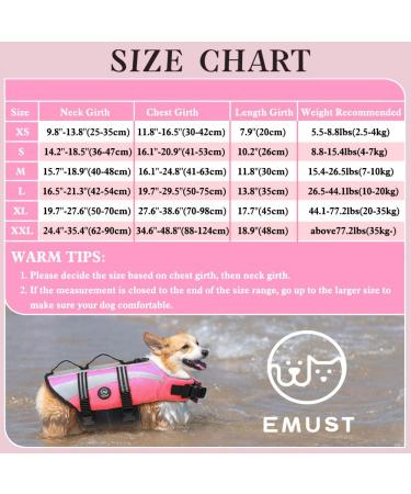 Emust Dog Life Vest - Lightweight Swimming Jacket for Small Medium & Large Dogs - Pink XL Rose for Safe Water Fun - Buy Online on GoSupps.com