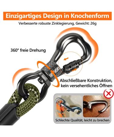 X XBen 20m Thick Dog Leash - Comfortable Padded Handle & Lockable Carabiner for Medium & Large Dogs - Perfect Training & Running Line in Dark Green - Buy Online on GoSupps.com