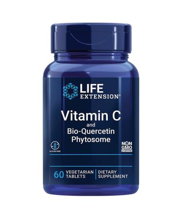 Life Extension Vitamin C et Bio-Quercetin Phytosom 1000mg/15mg Hautement Dos 60 Comprim s v g taliens Test en Laboratoire Sans Gluten V g tarien Sans Soja Sans OGM