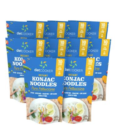 (Pack of 10) DIET COOKER Premium Konjac Noodles - Shirataki Fettuccine | Keto & Vegan Friendly - 9.52 oz | Low Calorie, Zero Net Carbs, Odor Free, Ready to Eat | Healthy Diet Food - Buy Online on GoSupps.com