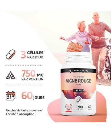 Organic Red Vine 250 mg - 200 Capsules - Ecocert Certified - Orgaliane - Buy Online on GoSupps.com