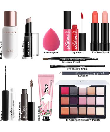 Holzsammlung Women's Makeup Kit - All-in-One Set with Brushes, Eyeshadow, Lip Gloss (14pcs) A03 - Buy Online on GoSupps.com