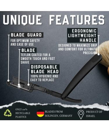 Professional Barber Macho Straight Razor Handle with 100 Disposable Heads - Safety-Lock, Plastic Handle - Buy Online on GoSupps.com