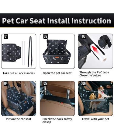 SWIHELP Pet Car Booster Seat Travel Carrier Cage - Oxford Breathable Folding Soft Washable Bag for Dogs Cats - Paw Pattern Design - Buy Online on GoSupps.com