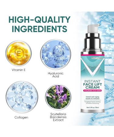 Instant Face Lift Cream with Hyaluronic Acid - Anti-aging Serum for Fine Lines, Wrinkles, and Sagging Skin - 2 Minute Results - Buy Online on GoSupps.com