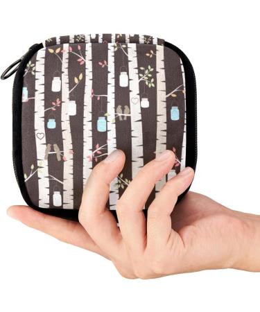GIAPB Period Bag - Sanitary Napkin Storage & Makeup Pouch | Birch Trees Love Birds - Color1573 - Buy Online on GoSupps.com