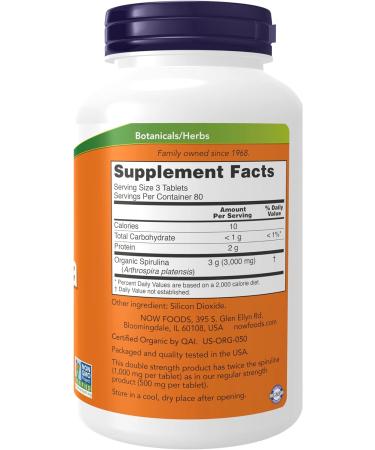 Organic Spirulina 1000 mg Double Strength with Beta-Carotene & B-12 240 Tablets - 240 Count - Buy Online on GoSupps.com