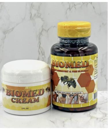 New Biomed Joint Support - Glucosamine Chondroitin - with Boswellia Turmeric & Hyaluronic Acid - Joint Health Supplement Mobility Flexibility 60 Capsules 1 Bottle & 2 oz bio med Cream