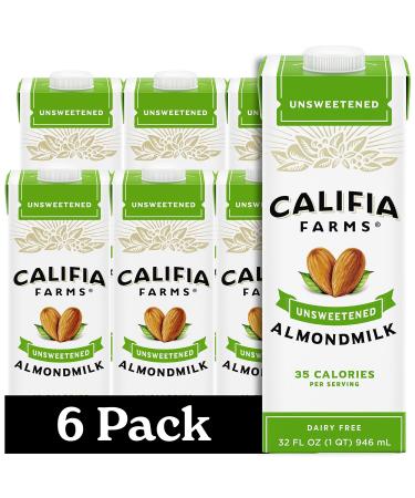 Califia Farms - Unsweetened Almond Milk, 32 Oz (Pack of 6), Dairy Free, Vegan, Plant Based, Keto, Shelf Stable, Vegan, Gluten Free, Non GMO, Sugar Free, High Calcium, Smoothie - Buy Online on GoSupps.com