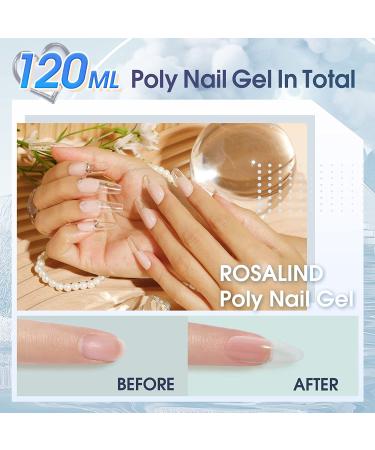 ROSALIND Clear Acrylic Poly Extension Gel Kit - 2PCS 60ml Poly Nail Gel Set for Nail Builder & Art Decoration - Easy DIY with UV Lamp - Buy Online on GoSupps.com