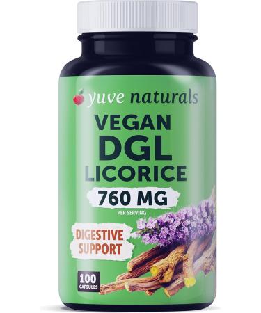 Yuve Vegan DGL Licorice 760mg - Ultra Pure Deglycyrrhizinated Licorice Root Capsules Supplement - Support Stomach Gut  Intestinal Relief - Natural Acid Reflux Formula - Non-GMO  Gluten Free - 100ct - Buy Online on GoSupps.com
