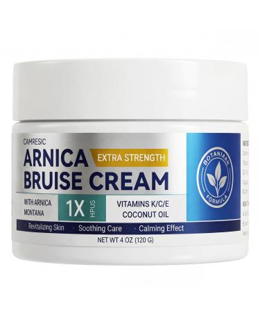 Arnica Bruise Cream Extra Strength for Bruising Swelling & Muscle Discomfort Enriched with Arnica Montana & Vitamins K C & E Plus 9 Plant Compounds Fast Acting Thin Skin Long Lasting 4 Oz