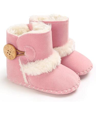 EDOTON Baby Warm Booties with Button Design | Soft Non-slip Sole Snow Boots for 0-6 Months | Pink - Buy Online on GoSupps.com