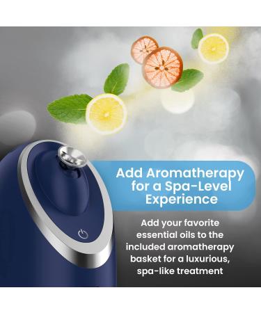 NanoSteamer Luxe by Pure Daily Care in Navy | Ionic Facial Steamer with Smart Steam Technology | 6 Steam Modes | Aromatherapy Basket | Digital LCD Screen | Hot Steam & Cool Mist - Buy Online on GoSupps.com