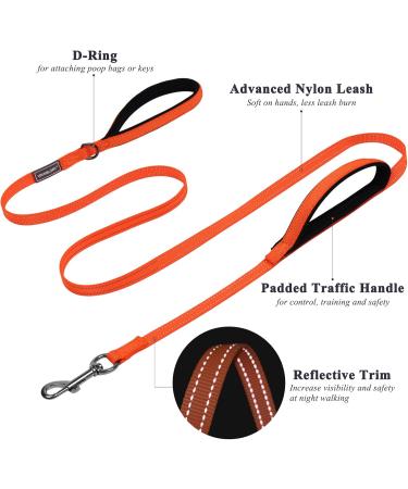 Vivaglory Traffic Handle Dog Leash - Reflective Padded Strong Training Line for Dogs | 1.8m x 1.4cm - Orange - Buy Online on GoSupps.com