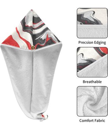 Super Absorbent Liquid Marble Hair Towel 2 Pack Quick Dry Turbans for Women & Girls | Red Gray White Black - Buy Online on GoSupps.com