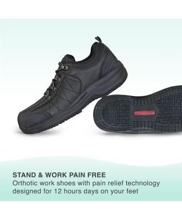 Orthofeet Men's Work Shoes with Arch Support & Pain Relief Technology - Composite Toe, Slip Resistant - Ideal for Plantar Fasciitis, Diabetic & Arthritis - Dolomite 12 Wide Black - Buy Online on GoSupps.com