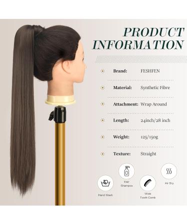 Fine Long Smooth Ponytail Hair Extension - Synthetic Braid for Women & Girls | Light Brown 60 cm (1 Pack) - Buy Online on GoSupps.com