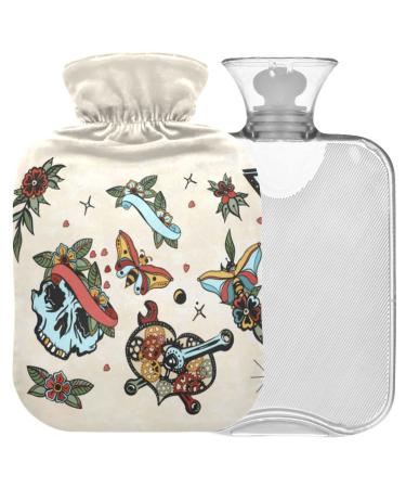 Naanle Skull Love in Outer Space Warm bottle with reference Transparent hot water bottle Handfoots Heating bags for pain relief heat and cold therapy 2L