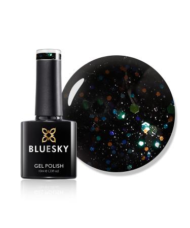 Bluesky Gel Nail Polish Black With Rainbow Lt123 Black Dark Glitter Long Lasting Chip Resistant 10 ml (Requires Drying Under UV LED Lamp)