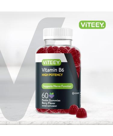 Viteey B6 Vitamins for Mood & Nerve Function Support Vitamin B6 Gummies 100mg for Adults & Teens Gummy - Berry - 7.58 Oz - Buy Online on GoSupps.com