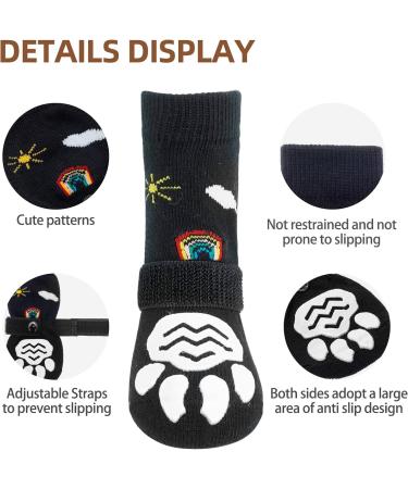 Buy Pupeck Dog Socks Anti-Slide Paw Protection for Small Medium & Large Dogs | Indoor & Outdoor Use | Pack of 6 (Black & Rainbow) - Ideal for Summer & Hardwood Floors - Buy Online on GoSupps.com