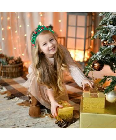 Bohue Rhinestone Pearl Knotted Headband Christmas Wide Headband Fashion Hair Bands Cross Knot Twisted Girl Hair Accessories for Christmas Party (Green) - Buy Online on GoSupps.com