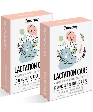 Funermy Postpartum Probiotics Lactation Supplements - Postnatal Probiotics Lactation Support for Gut and Digestive Health Postnatal Vitamins for Breastfeeding Moms 40 Packets (Pack of 2) 2pack