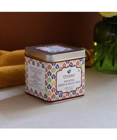 Octavius | Assorted Tea Bag Sampler Gift Set - 6 Tea Flavors | 150 Counts - Black & Green Tea | Tea Sampler Pack | Tea Set Gift | Pack of 6 Black & Green Tea - 25TB (Pack of 6) - Buy Online on GoSupps.com