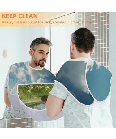 Shop Turf Blue Sky & White Clouds Beard Bib Apron - Perfect Beard Hair Catcher for Men | Ideal Father's Day & Christmas Gift for Dad & Husband - Buy Online on GoSupps.com