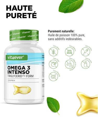  Vit4ever Omega 3 Premium 120 capsules with 80% omega-3 in triglyceride form carefully purified and sourced from sustainable fishing without unnecessary additives - Buy Online on GoSupps.com