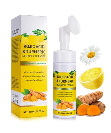 Turmeric Facial Foaming Cleanser |TurmericKojic Acid Foaming Cleanser|Turmeric Cleanser for Face Clear Mousse Cleanser Gentle & Non-Irritating |Turmeric Foaming Cleanser for All Skin 150ML