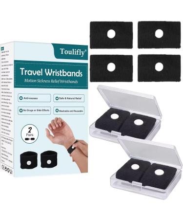 Acupressure band acupressure bracelet against nausea acupressure tape pregnancy anti-empty band for the wrist & seasickness auto disease nurse-redemption band-2 pair black