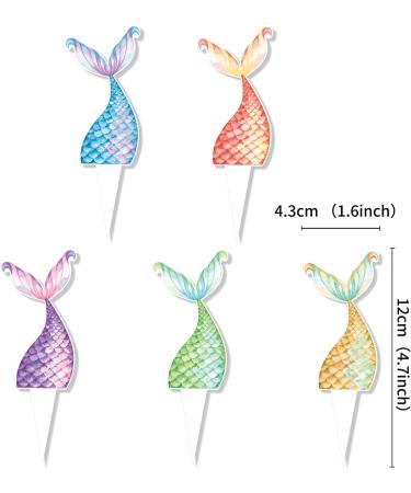 Cyodoos 25Pcs Mermaid Tails Cupcake Toppers Mermaid Tail for Mermaid Party Decoration Baby Shower Party Supplies (two-sided) - Buy Online on GoSupps.com