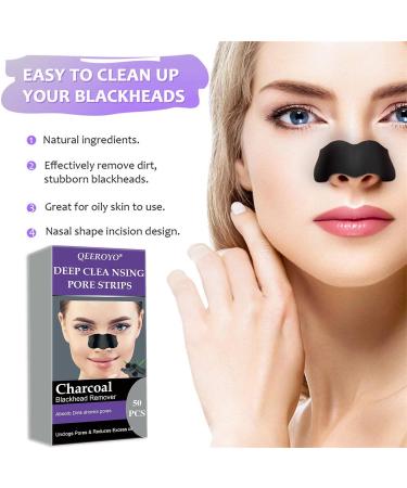 Blackness Nose Strips - 50PC Activated Carbon Pore Strips for Blackhead Removal & Deep Cleansing | Anti-Blackhead Solution - Buy Online on GoSupps.com