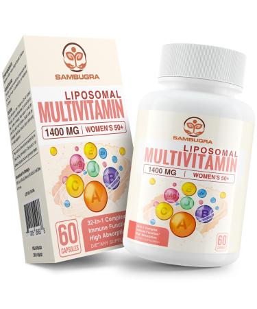 Liposomal Multivitamin for Women 50+ - Women Daily Multivitamin with 32 Ingredients, CoQ10, Vitamins C, B, D, E for Cardiovascular & Bone Health Support - Iron-Free (60 Capsules) 60 Count (Pack of 1)