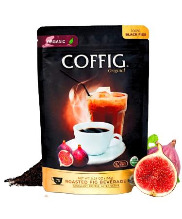 Coffig Original Organic Coffee Substitute, Roasted Fig Beverage, Caffeine-Free Herbal Energy Drinks, 5.29oz (150g)