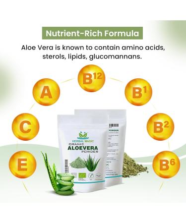 Organic Aloe Vera Powder - Premium Quality for Face, Hair, Smoothies & Baking - 100g - Buy Online on GoSupps.com