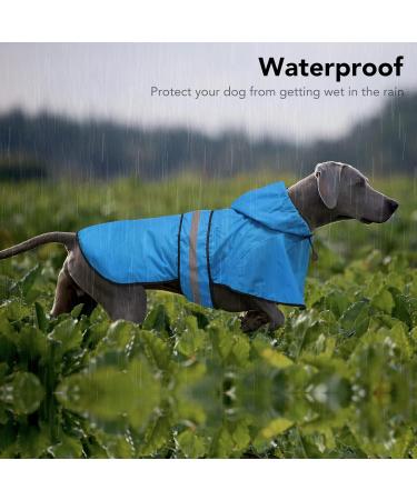 Buy Weesiber Waterproof Dog Rain Coat | Adjustable Pet Jacket & Hooded Poncho for Small to Large Dogs - M Blue - Buy Online on GoSupps.com