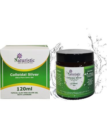 Naturistic Health Premium Colloidal Silver Gel with Aloe Vera and Lavender 20 PPM 120ml Amber Glass Small Particle Size for Optimal Results 100% Natural Immune Support (120ml)