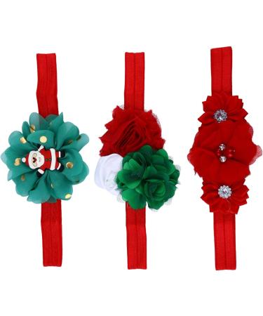 Lurrose 3pcs Baby Girls Floral Headbands | Christmas Santa Cloth Hair Bands for Newborns, Infants, Toddlers | Kids Hair Accessories - Red - Buy Online on GoSupps.com