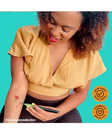 BodyMark by BIC Temporary Tattoo Marker Pride Pack - Skin-Safe, Mixed Brush & Fine Tip, 11 Markers + 10 Stencils - Assorted Colors - Buy Online on GoSupps.com