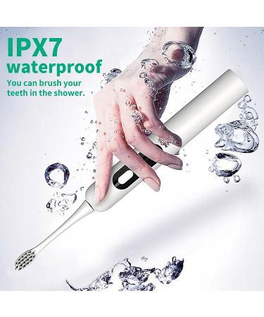 Goyisee Sonic Electric Toothbrush: 5 Modes, 35,000 VPM, IPX7 Waterproof, 60-Day Use, Rechargeable, 2 Dupont Bristles, for Adults - White - Buy Online on GoSupps.com