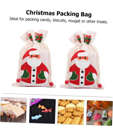 SEWOART 6pcs Pack Christmas Drawstring Bag Printing Cotton Bag 15x23cm Assorted Color 3 - Buy Online on GoSupps.com