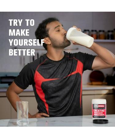 DailyWhole Organics Creatine Monohydrate Micronized Powder 300g | Pure Unflavored Dietary Supplement for Men and Women | Gluten-Free, Non-GMO, Vegan | 60 Servings (5g per Scoop) - Buy Online on GoSupps.com