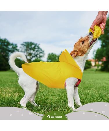 Ultra-Light 100% Waterproof Dog Rain Coat with Hood & Collar Hole - Reflective Strip for Medium to Large Dogs - Yellow 6XL - Buy Online on GoSupps.com
